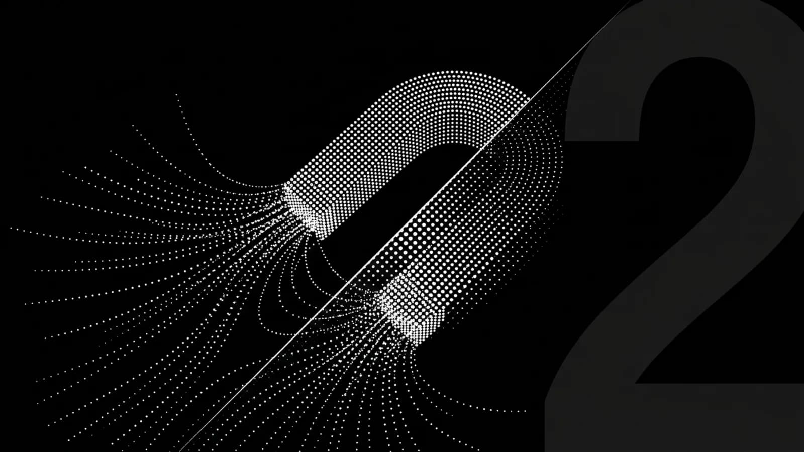 A horseshoe magnet pulling a field of white particles on black