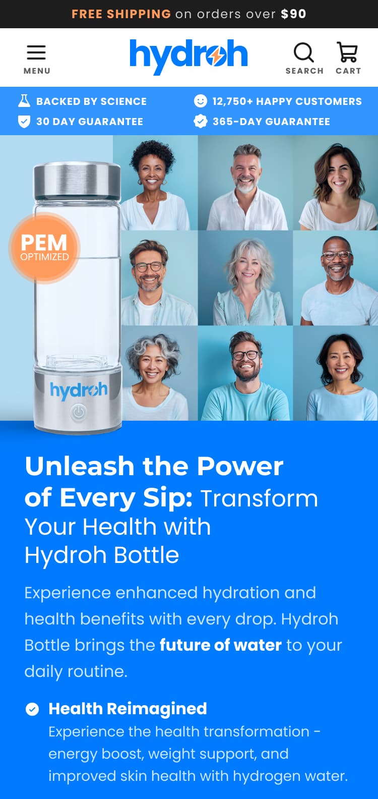 Hydroh Bottle store on mobile